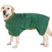 Pettom dog bemper microfiber fast -drying bathrobe dog cotton super absorbent bathrobe for large medium -sized and small dogs (M green) m green green