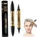Eyebrow Pencil 2 in 1 Dual-ended Liquid Eyebrow Pen Waterproof & Long Lasting Smooth Liquid Eyeliner Pen Four-tip Brow Pencil for Women Makeup Light Coffee