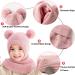FUYAO Toddler Girls Winter Warm Fleece Hat Scarf with Double Pom Pom, Pink, 1-5 Years - Buy Online on GoSupps.com