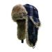 Fur Winter Trapper Hat,Wool Faux Fur Aviator Ski Trapper Trooper Pilot Hat,Snow Eskimo Hat with Ear Flaps for Men & Women Blue1 Small-Medium