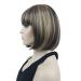 Lydell Short Bob Wig L8-124 Brown with Highlights | Heat Resistant Synthetic Hair | Cute Central Dot Skin | Flat Bangs - Buy Online on GoSupps.com
