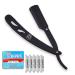 Stainless Steel Straight Edge Barber Razor a Professional Razor for Men Includes 100 Blades for a Silky Magic Shave (matte Black)