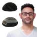 Lordhair Human Hair Toupee for Men Natural Hairline French Lace Front with Skin Perimeter Men's Hair System Off Black 1B# 6x8 inch