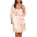 BESDEL Women's Satin Silk V-Neck Short Kimono Robe XS Champagne - Buy Online on GoSupps.com
