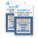 20 Schmetz Universal Sewing Machine Needles - Assorted Sizes - 2 Cards