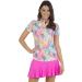 IBKUL UPF 50+ Icefil Cooling Tech Lessie Print Short Sleeve Mock Neck - White Multi Print - X-Small - Buy Online on GoSupps.com