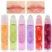 Fruity Roll On Lip Gloss Colorless Transparent Lip Oil Lip Balm Moisturizing Shiny Liquid Lipstick for Long Lasting Lips (6 Sticks)