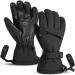 Unigear ski gloves men women waterproof slipproof winter sport gloves for skiing snowboard ice skating xs black