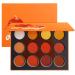 DE'LANCI Orange Eyeshadow Palette 12 Color Matte Shimmer High Pigmented Mini Makeup Eyeshadow Pallet Yellow Coral Brown White Natural Warm Blendable Long-Lasting Waterproof Small Pallets Eyeshadow