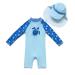 BONVERANO Baby Boy One Piece Long-Sleeved Clothing UV Protection 50+ Swimsuit with One Zip Blue-the Turtle 18 Months