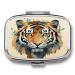 Pill Box Year of The Tiger Tiger Face Print 2 Compartment Medicine Pill Case Pill Organizer Decorative Metal Portable Pill Box for Pocket Or Purse
