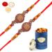 Ghasitaram Gifts Rakhi for Brother Rakhis Online - Set of 2 - BW-5414 Wooden Ganesha Rakhi with 100 GMS of Dryfruits Mix Can 2 Rakhi with 100 gms of Dryfruits Mix Can