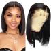 Dily's Short Bob Wig Human Hair 13x4 Lace Front Wigs Human Hair Pre Plucked 150 Density Brazilian Virgin Human Hair Straight Bob Wigs for Black Women with Baby Hair Natural Color (12 Inch )