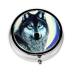 Wolf Under Moonround Pill Box 3 Compartments Round Pill Box Organizer for Purse Or Pocket &*Portable Travel Pill Box