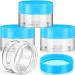 Patelai 4 Pieces Round Clear Wide-mouth Leak Proof Plastic Container Jars with Lids for Travel Storage Makeup Beauty Products Face Creams Oils Salves Ointments DIY Making or Others (Blue 1 Ounce)