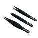 MACS TWEEZERS SET - for Eyebrow Plucking  Ingrown Hair -Best for Eyebrow Hair  Facial Hair Removal - Stainless Steel Precision Sharp- Pointy Ends Meet Perfectly. (3 PCs Black Tweezers Set)