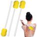 3 Pieces Long Handle Bath Sponge 22.4'' Back Sponge on a Stick Lightweight Back Washer Handled Butt Scrubber Shower Brush for Foot Body Cleaning Bathing Limited Motion  Yellow Sponge
