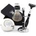 Haryali London Mens Shaving Set 5 Pc Shaving Kit 3 Edge Shaving Blade Shaving Razor - Best Badger Shaving Brush Shaving Soap Shaving Bowl Shaving Stand Black Color Shaving Set as Gift