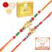 Ghasitaram Gifts Rakhi for Brother Rakhis Online - Set of 2-6043 and 6059 Rakhi Threads with 200 GMS of Kaju katli and 200 GMS of Soan Papdi