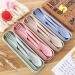 4 Sets Wheat Straw Portable Reusable Cutlery | Eco-Friendly Tableware for Travel, Picnic, Camping | Includes Spoon, Knife, Fork | Adult & Daily Use | 4 Colors - Buy Online on GoSupps.com