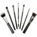 Basic Travel 7pc Makeup Brush Set - Beauty Junkees Professional Make Up Brushes for Full Face Foundation Contour Highlighter Eyeshadow Blending Eyebrows Black Labeled Affordable