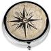 Compass Map Nautical Round Pill Box | 3 Compartment Travel Organizer for Vitamins & Medicine - Buy Online on GoSupps.com