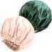 NIXISWAG 2PCS Silk Bonnet Sleep Cap for Curly Hair-Silk Hair Wrap for Sleeping-Bonnet for Women-Satin Bonnet and Hair Cap-Bonnets-Stylish Hair Bonnet with Elastic Band 1-Green & 1-Peach Pink