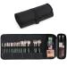 Makeup Brush Holder,Large Capacity Longer Roll Up Makeup Brush Organizer With Storage Zipper Pouch Travel Makeup Brush Case Bag For Traveling Women Girls Gift Black-1 Large