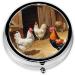 Chicken and Rooster Print Mini Round Pill Box | 3 Compartment Portable Pill Organizer for Travel Home & Office - Buy Online on GoSupps.com