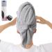 BYCOO Large Microfiber Hair Towel Wrap for Women  Anti Frizz Hair Drying Towel with Elastic Strap  Fast Dry | Super Absorbent | Quick Dry Hair Turban for Wet  Curly  Long & Thick Hair -Gray