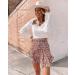 LAEMILIA Womens Floral Print Mini Skater Skirt - Elastic Waist, Pleated Design - Orange - Buy Online on GoSupps.com