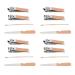Nail Clipper Set Stainless Steel Ear Spoons Nail Files Grooming Manicure Set 4 Set Beauty Tools with Pink PU Storage Bags