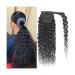 Human Hair Ponytail Hair Piece Deep Wave Wrap Around Pony Tail Clip In Wave Curly Hair Extensions 8-24" Brazilian Human Hair Ponytails Hairpiece for Black Women Ponytail Hairpiece for Women (Color 10inches Wrap Around Ponytail