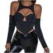 Back-free top women sexy crop tops low cut y2k t-shirt V-neck shortarm slim fit crop top sexy tank top pleated waist elastic west monochrome corset backless top casual streetwear 1#black s