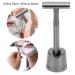 Long Handle Zinc Alloy Safety Razor for Men - Brass Handle Double Edge Razor with Base for Facial Care (Black) | International Shipping Available - Buy Online on GoSupps.com