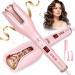 Hair Curler Automatic Rotating - Ceramic Curling Iron Automatic with 17 Temps & 3 Timer Settings & 1" Large Rotating Barrel Anti-Tangle/Scald (Pink)