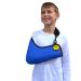 4DflexiSPORT Arm Sling Child (10-11yr blue/black trim) Medical Grade Extra Deep Feel-safe Easy-fit Cooling Ultra-comfort Includes Smiley Sticker. Fits R or L arm.