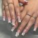 French Tip Press on Nails - Long Press On Nails with Nail Tips Pink flower bowknot Design pearl love heart false nails press on nails Acrylic False Nails Cute Artificial Nails