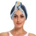Marble Blue Gold White Abstract Graffiti Hair Towel 2 Pack Super Absorbent Hair Drying Towel Quick Dry Hair Turbans Head Towel with Button Twisty Wrap for Women Girls