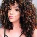 AISI HAIR Ombre Roots Brown Short Afro Curly Wigs with Bangs for Black Women Synthetic Dark Brown Curly Afro Full Wigs Dark Roots Brown