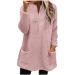 AMhomely Ladies Womens Soft Teddy Fleece Hooded Jumper Plus Size Double Fleece Casual Hoodies With Pocket V Neck Soft Fleece Hooded Sweatshirts Plain Pullover Tops Winter Lightweight Lounge Tops 02 Pink S