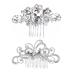 2 PCS Bride Hair Comb Accessories for Women Wedding Headpiece for Pieces Flower Crystal Hair Accessories for Women Bride Wedding Hair Comb Flower Girls Bridal Hair Accessories Hair Piece for Women and Girls (Silver)