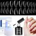 Beetles Gel Nail Kit Easy Nail Extension Set 500Pcs Pre shaped Medium Almond Soft Gel Nail Tips with 5 in 1 Mutipurpose Glue Gel Base Uv Led Nail Lamp for Nail Art Diy Home Gift 0-Medium Almond 500PCS(clear kit)