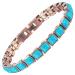 Yinox magnetic therapy arthritis copper bracelet for women effectively relieves arthritis and wrist pain lodged with Turkish turquoise combines fashion and health (3500 gauss) (a)