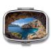 Pill Box Arch in Mallorca Spain Print 2 Compartment Medicine Pill Case Pill Organizer Decorative Metal Portable Pill Box for Pocket Or Purse