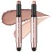 FOCALLURE 2PCS No Crease Eyeshadow Stick Shimmer and Matte Cream Eyeshadow Pencil Crayon Long Lasting Waterproof Eye Brightener Stick With Blending Brush Before Day