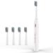 HKF HO KI HO Sonic Electric Toothbrush USB Rechargeable Toothbrush with Minimum 40 Days Use 2 Mins Smart Timer and 5 Optional Modes 4 Brush Heads(White)