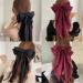 Allereya Vintage Large Silk Bow Hair Clip Barrette - Black Ribbon Hair Accessory for Women and Girls - Buy Online on GoSupps.com