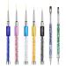 Nail Art Brushes, 7Pcs Nail Design Brushes for Salon at Home DIY Manicure with Nail Liner Brush and Double-ended Fine Nail Art Pen (7/9/11/15/20mm) Colorful