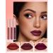Lestpola Liquid lipstick set 3 pieces nude pink ruby red highly pigmented 24 hours waterproof nonstick coating lip gloss lips makeup set for women Set D3 pieces - Buy Online on GoSupps.com
